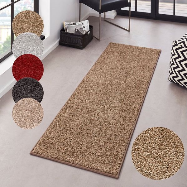 Kurzflor Teppich Pure Uni Braun - 80x300x1,3cm