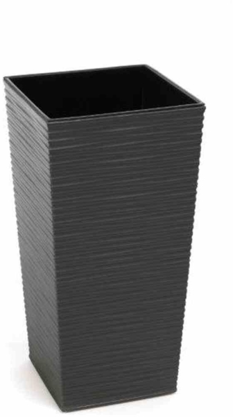 SIENA GARDEN Pflanzgefäß NIZZA GROOVE, anthrazit Rillenoptik, 25 x 25 x 46,5 cm Kunststoffgefäß mit Einsatz