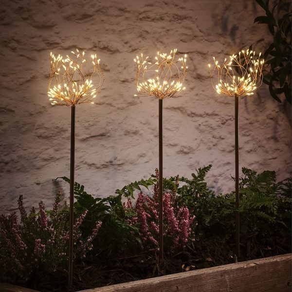 Lights4fun LED Gartenleuchte 3er Set Micro LED Stableuchten