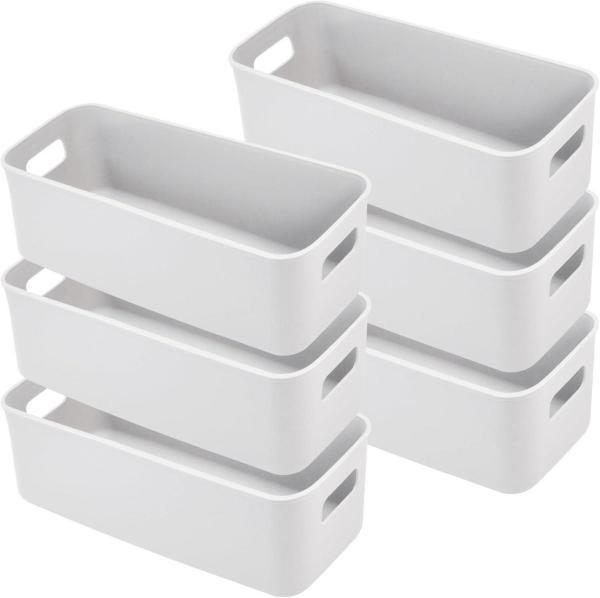 LYLIDIA Aufbewahrungsbox Kunststoff 30cm 6er Set Grau Organizer Körbe