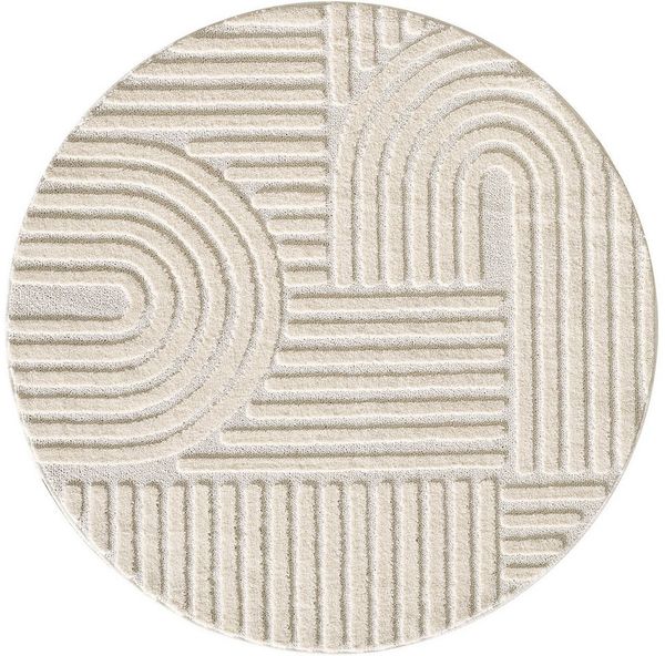 Ayyildiz Teppiche Hochflor-Teppich ART 1121, rund, Höhe: 8 mm, 3D Hoch-Tief-Effekt, weicher Hochflor, pflegeleicht