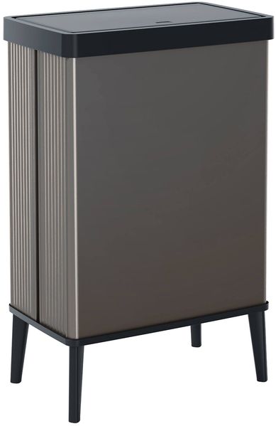 Dmora Mülleimer Tofino, Abfalleimer, Behälter zur getrennten Abfallsammlung, Müllschrank, 44x27 h69 cm, Dunkelgrau