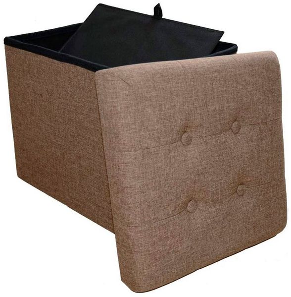 style home Sitzhocker mit Stauraum faltbare Sitzwürfel (Sitztruhe aus Leinen, 38 * 38 * 38 cm Brown), gepolstert Sitzbank Fußhocker für Wohnzimmer Schlafzimmer