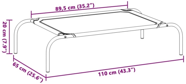 vidaXL Hundebett Erhöht Schwarz 110x65x20 cm Oxford-Gewebe und Stahl 42000839 Bild 7