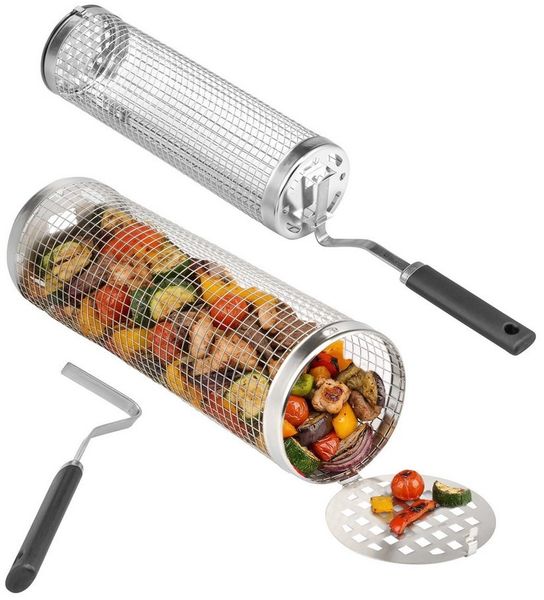 eluno Grillkörbe 2er Set aus Edelstahl, ca. 46 x 8,5 x 8,5 cm (B/H/T)