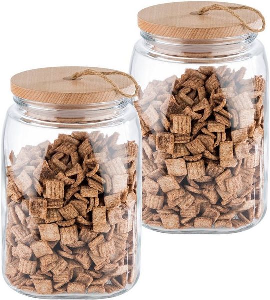APS Vorratsglas Woody, Glas, (Set, 2-tlg), inkl. Holzdeckel, 2,5 Liter