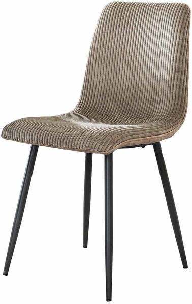 Esszimmerstuhl 4er-Set Ribcaro, Cord-Bezug, modern, Sand, schwarze Metallbeine, bequem gepolstert
