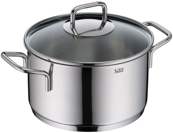 Silit Kochtopf Extra Cook, mit Glasdeckel, Edelstahl 18/10 (2-tlg), SiliTherm Universalboden, induktionsgeeignet, spülmaschinengeeignet