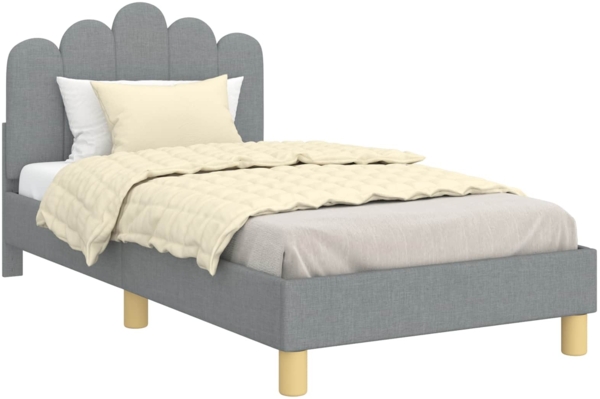 vidaXL Kinderbettgestell mit Kopfteil Hellgrau 80x160 cm Stoff 42011044