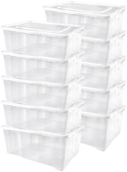 Alpfa 10er-Set Schuhboxen Kunststoffbox Klarsichtbox mit Belüftung