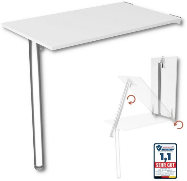 KDR Produktgestaltung Klapptisch 80x50 Wandklapptisch Esstisch Küchentisch Schreibtisch Wand Tisch, Weiß