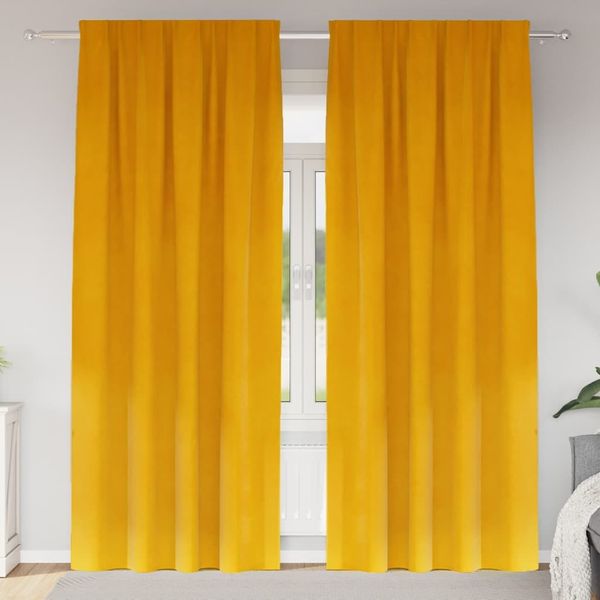 vidaXL Verdunkelungsvorhänge 2 pcs Senfgelb 140 x 225 cm Samt 4107275