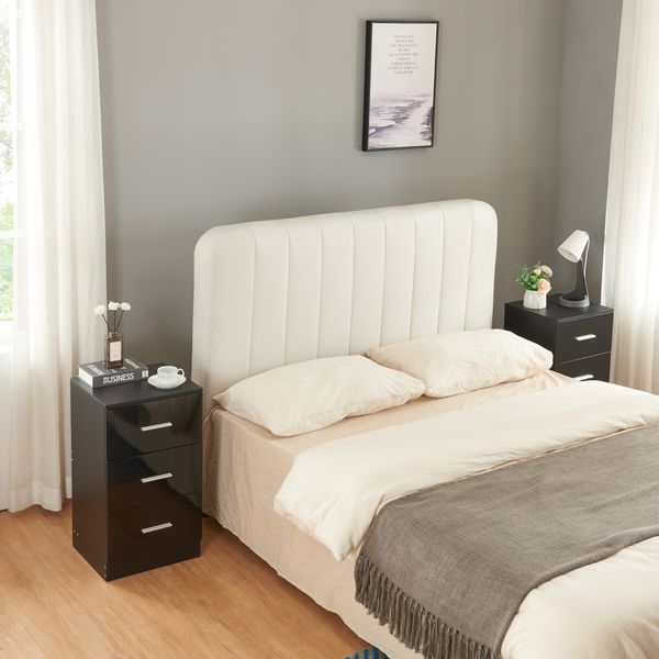 Nachttisch Aurdal 2er Set 66x37x34,5 cm Schwarz, hochglänzend [en. casa]