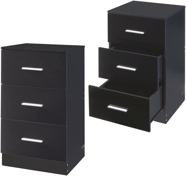 Nachttisch Aurdal 2er Set 66x37x34,5 cm Schwarz, hochglänzend [en. casa]
