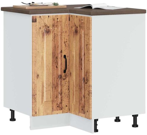 Küchen-Eckunterschrank, Küchenschrank Kalmar Altholz-Optik Holzwerkstoff