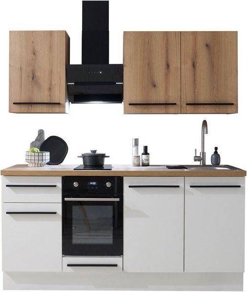BASIC by Balculina Pantryküche Torcello BxHxT 180 x 210 x 60 cm, Breite 180cm, wahlweise mit E-Geräten, Softclose-Funktion