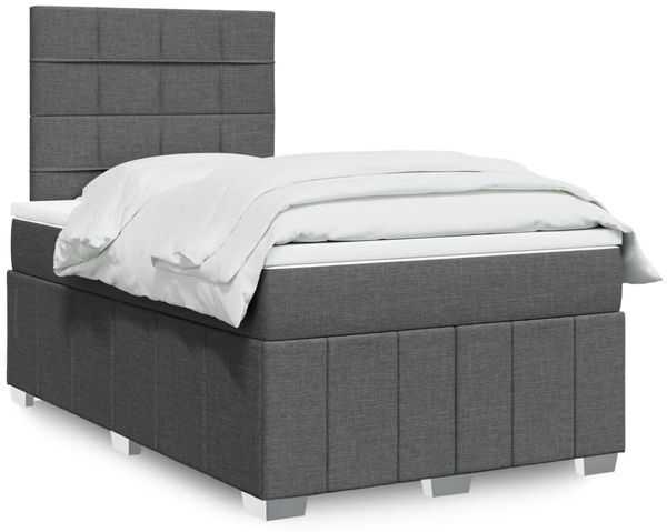 vidaXL Boxspringbett mit Matratze Dunkelgrau 120x200 cm Stoff 3293936