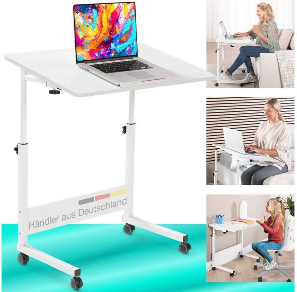 aktivshop Beistelltisch Holz & weiß, mit Rollen, 47,5x80cm, höhenverstellbar 65,5 bis 90cm