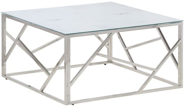 Couchtisch, Sofatisch Silbern Edelstahl und Hartglas
