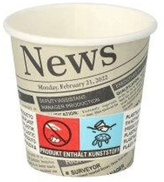 50 Trinkbecher, Pappe "To Go" 5 cl Ø 5 cm · 5 cm "Newsprint"