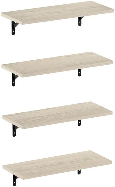 Furinno Rossi Wandregale Set von 4, 46 cm Wandregal, schwebendes Regal, wandmontierte Regale, für Badezimmer, Schlafzimmer, Wohnzimmer, Metropolitan Pine