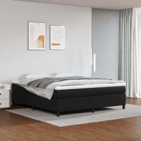 vidaXL Boxspringbett mit Matratze Schwarz 180x200 cm Kunstleder 3144620