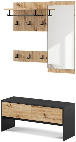 Garderobe Selena Anthrazit/Artisan 90 x 40 cm 4 Teile Vicco