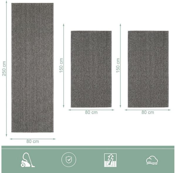 SIMPEX24 Kurzflor-Bettumrandung Bordüre Design, Höhe 7 mm, (Bett-Set, 3-tlg, Bettvorlage), Schlafzimmer Teppich Bettumrandung Läufer Set 3 teilig