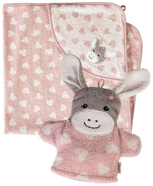 Sterntaler Multipack Frottee Esel Emmi Girl Set, Kapuzenbadetuch 100x100 cm und Waschhandschuh, saugfähige Baumwolle, weich & hautfreundlich, zartrosa