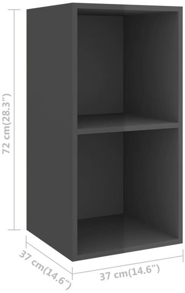 vidaXL TV-Wandschrank Hochglanz-Grau 37x37x72 cm Holzwerkstoff 805479 Bild 9