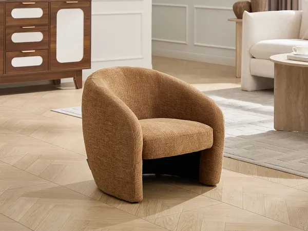 Vente-unique - ROMICOU Sessel Stoff Braun - B 52 cm x H 52 cm x L 56 cm