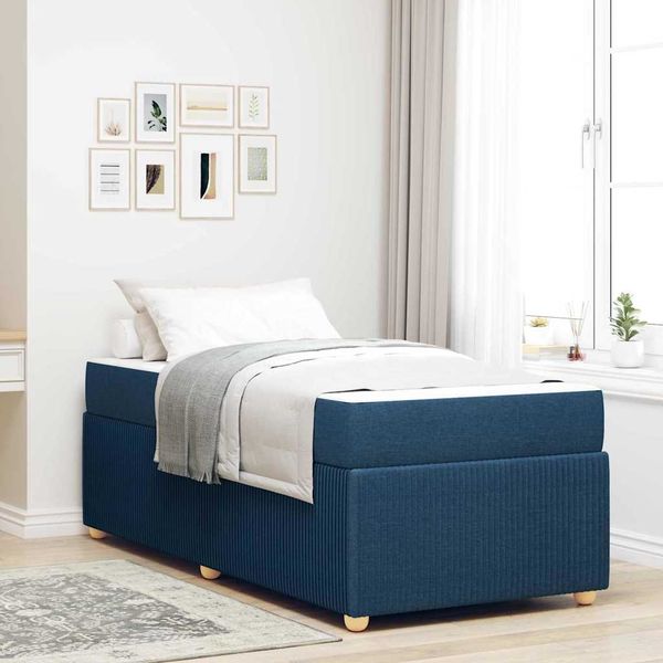 vidaXL Bettrahmen mit Matratze Blau 80 x 200 cm Stoff 3398320