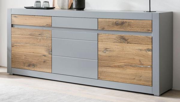 Sideboard Tamaris in grau matt und Eiche 217 cm