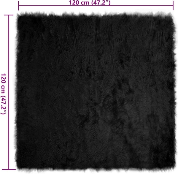 vidaXL Kunstschaffell Teppich Schwarz 120 x 120 cm Polyester 42021575 Bild 7
