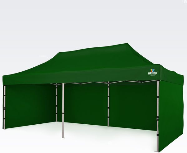 Professioneller Aluminium-Faltzelt 3 x 6 m: Robuste Faltzelt für kommunale und städtische Faltzelt - mit 3 Wänden - Grün