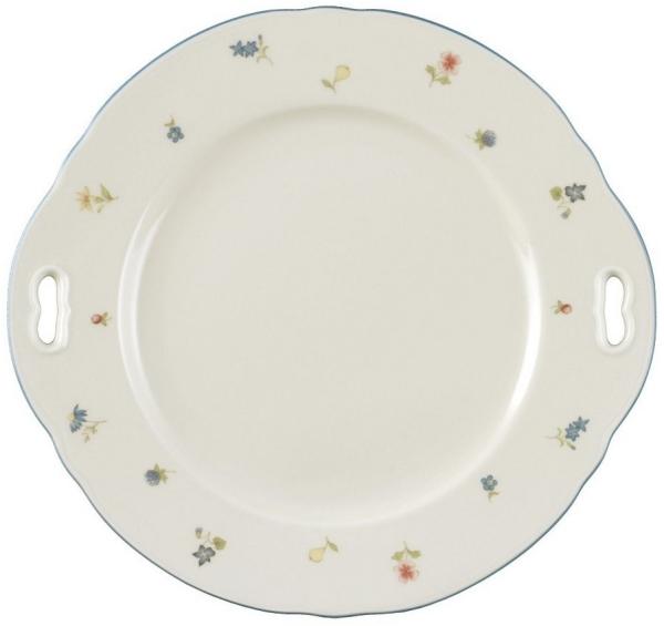 Seltmann Weiden Servierplatte Seltmann Weiden Marie-Luise Streublume Kuchenteller mit Griff, Porzellan, (Packung)