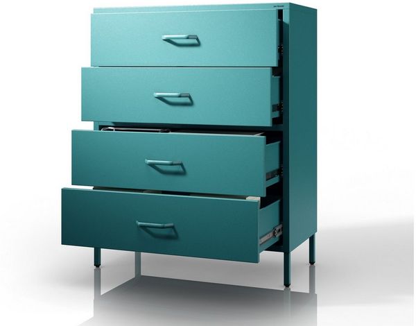Jan Nowak Metall Kommode mit Schubladen - Carla | Komodenschrank für Schlafzimmer, Wohnzimmer, Kinderzimmer, Flur | Industrial Loft Style | Schubladenkommode Glitzernd | 80 x 101,5 x 40 cm | Marine