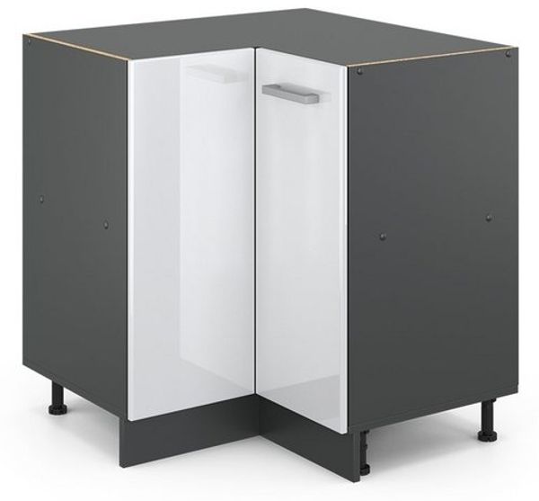 Eckunterschrank R-Line Weiß Hochglanz 75.6 cm ohne Arbeitsplatte Vicco Bild 4