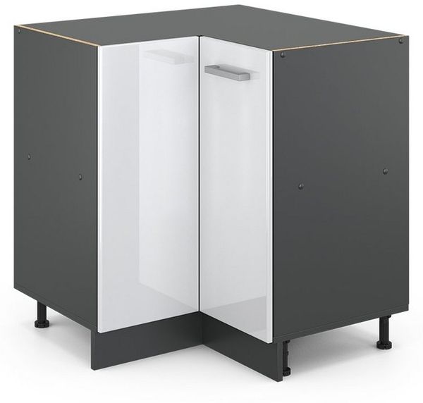 Eckunterschrank R-Line Weiß Hochglanz 75.6 cm ohne Arbeitsplatte Vicco Bild 5