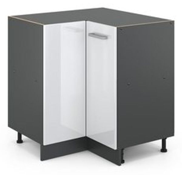 Eckunterschrank R-Line Weiß Hochglanz 75.6 cm ohne Arbeitsplatte Vicco Bild 6