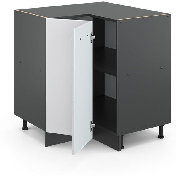 Eckunterschrank R-Line Weiß Hochglanz 75.6 cm ohne Arbeitsplatte Vicco Bild 3