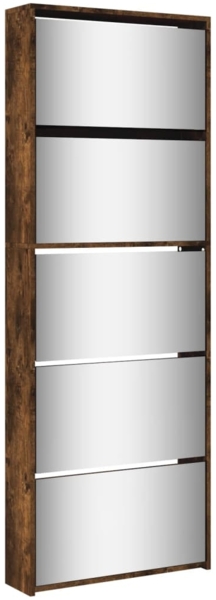 vidaXL Schuhschrank mit Spiegel 5 Fächer Räuchereiche 63x17x169,5 cm 3228283