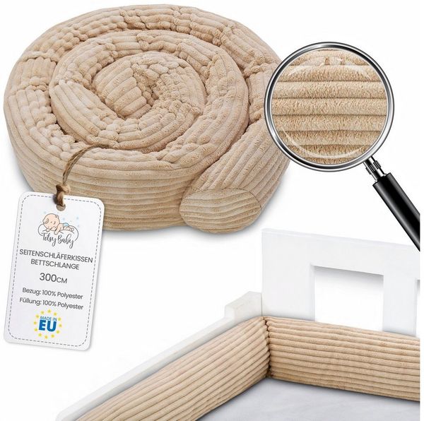 Totsy Baby Seitenschläferkissen Seitenschläferkissen Bettschlange 300 cm Baumwolle Kopfkissen Beige