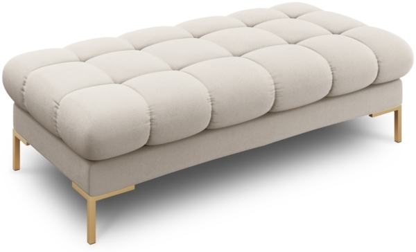 Micadoni Polsterbank Mamaia 2-Sitzer Strukturierter Stoff Neve Beige goldene Beine