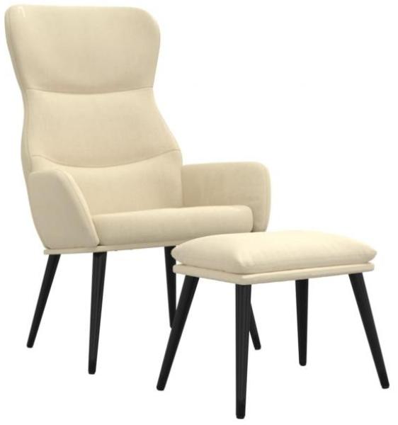 Relaxsessel mit Hocker Creme Stoff [3097431]