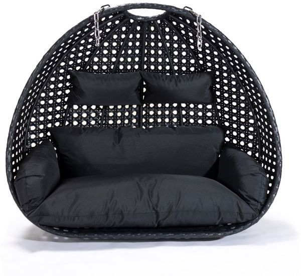 HOME DELUXE Polyrattan Hängesessel nur Korb und Kissen TWIN - Schwarz
