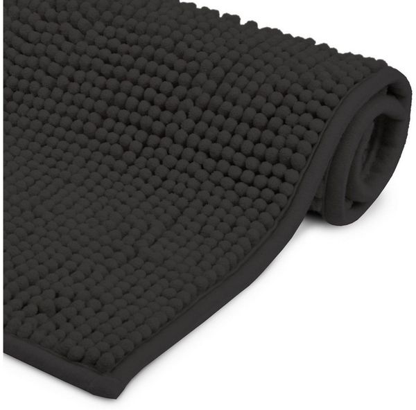 Beautissu Badematte rutschfest 60x50 cm – Duschvorleger Hochflor Badteppich rutschfest Waschbar Shaggy – Flauschig Badvorleger Badezimmerteppich – Badezimmer Badematte Schwarz BeauMare FL