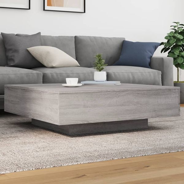 vidaXL Couchtisch mit LED-Leuchten Grau Sonoma 100x100x31 cm 836607