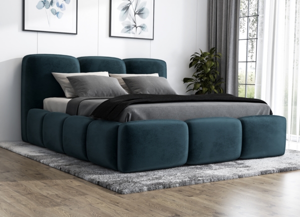 Polsterbett STAR 120x200 ohne Matratze mit Bettkasten und Lattenrost. Farbe: Azur 12