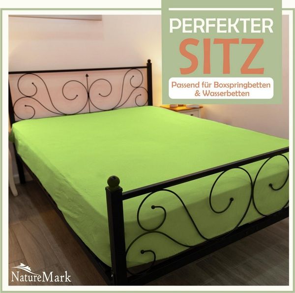 NatureMark - Mikrofaser SPANNBETTLAKEN zum Sparpreis! viele Größen und Farben Markenware (120x200 cm, Apfel grün)
